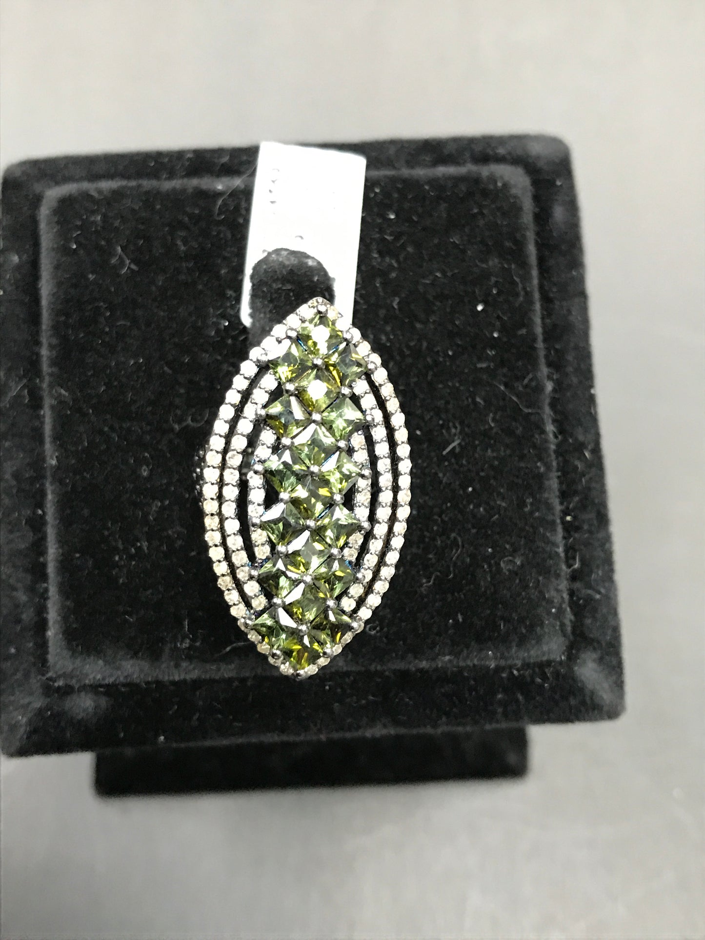 Diamond and Silver Tourmaline Ring