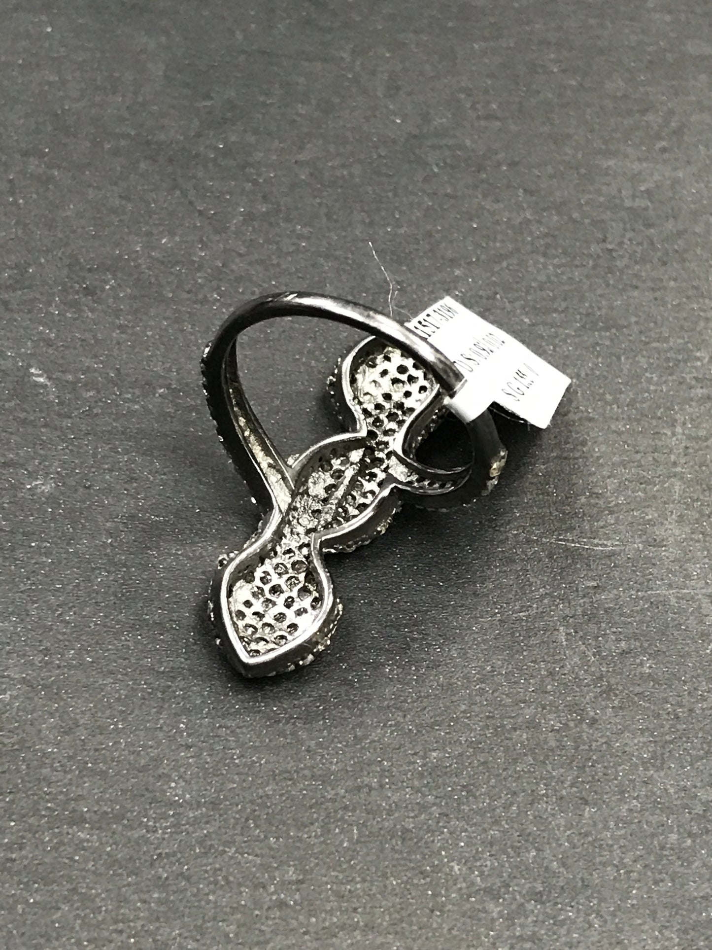 Double Sanke Pave Diamond Ring .925 Oxidized Sterling Silver Diamond Ring, Genuine handmade pave diamond Ring Size Approx 1.24"(9 x 31 MM)