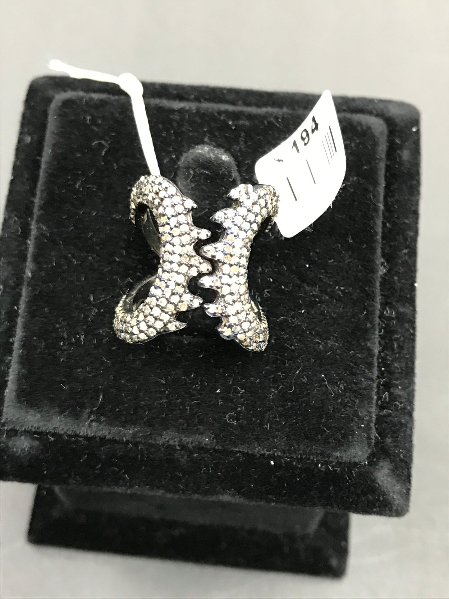 Pave Diamond Ring .925 Oxidized Sterling Silver Diamond Ring, Genuine handmade pave diamond Ring Size Approx 0.88"(21 x 22 MM)