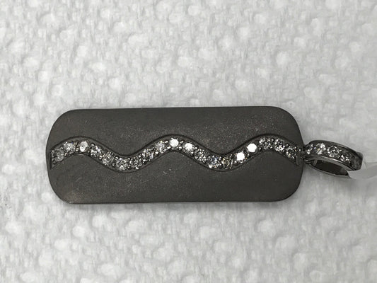 Rectangle with Wave Pattern Diamond Pendants & Charms