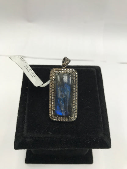 Rectangle Shape Kynite and Diamond Pendant