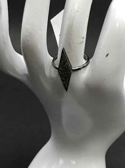 Diamond Polygon Diamond Ring, Pave Diamond Ring, Pave Polygon Ring, Approx 22 x 6mm. Sterling Silver