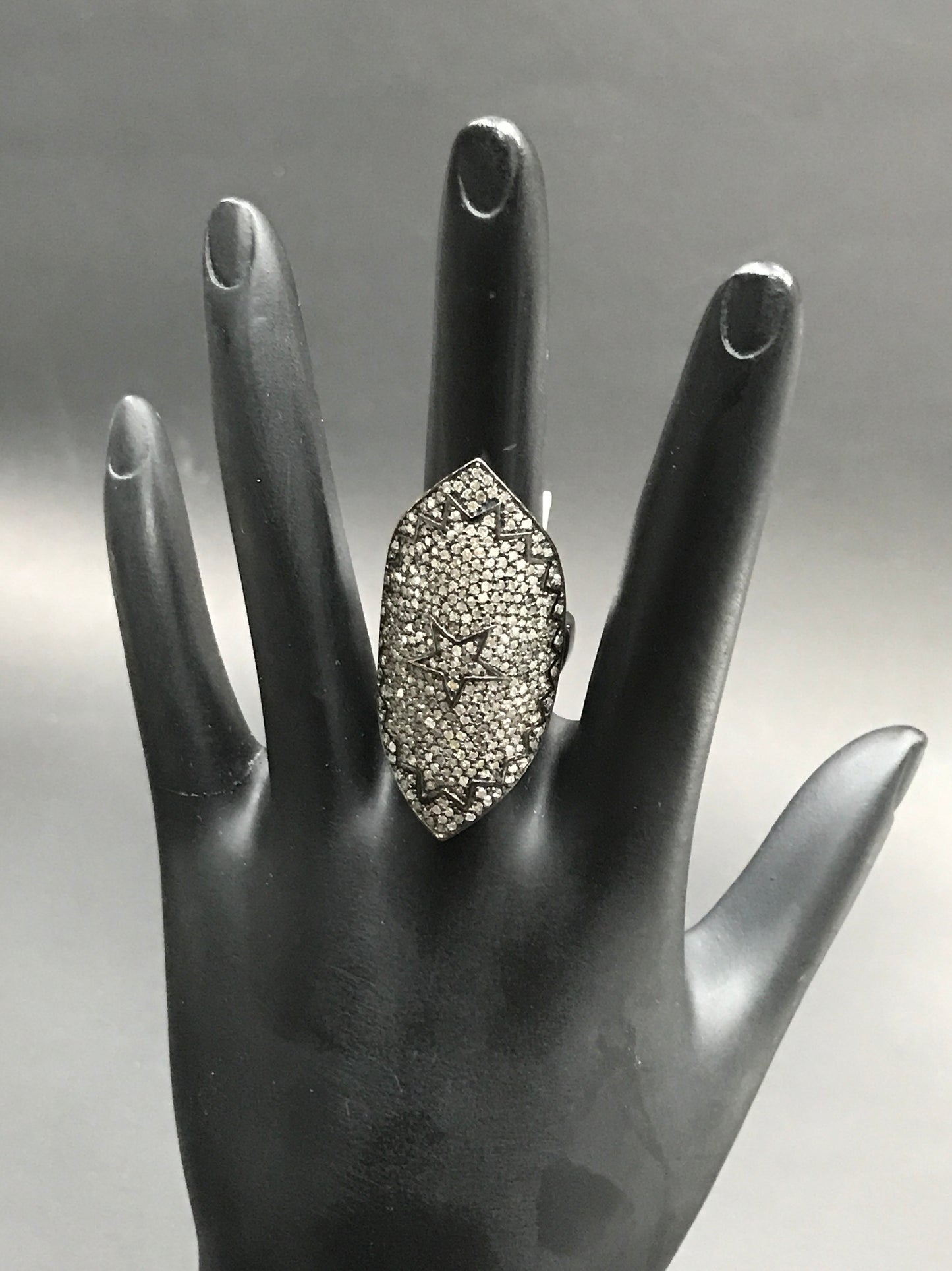 Diamond and Silver Black Rhodium Finish Rings