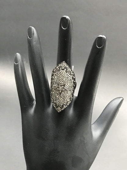 Diamond and Silver Black Rhodium Finish Rings