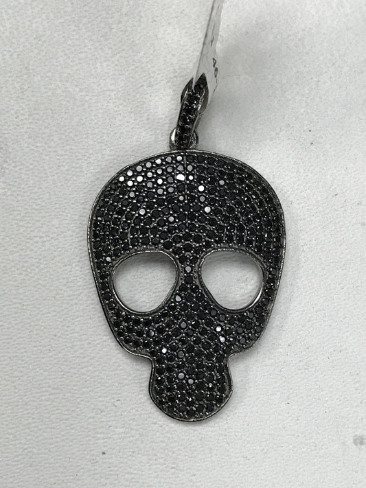 Skull Shape Black Spinal Charm, Pave Black Spinal ,Approx (30 x 23 mm) Oxidized Black Spinel