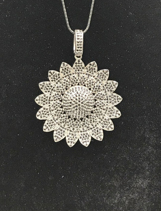 Black Spinel Sunflower Pendant