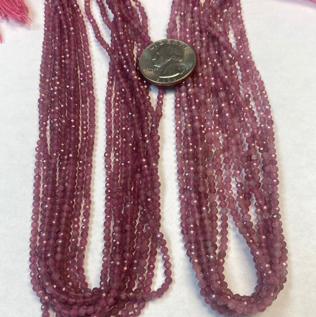 Tourmaline Pink Beads Facetted 3-4mm