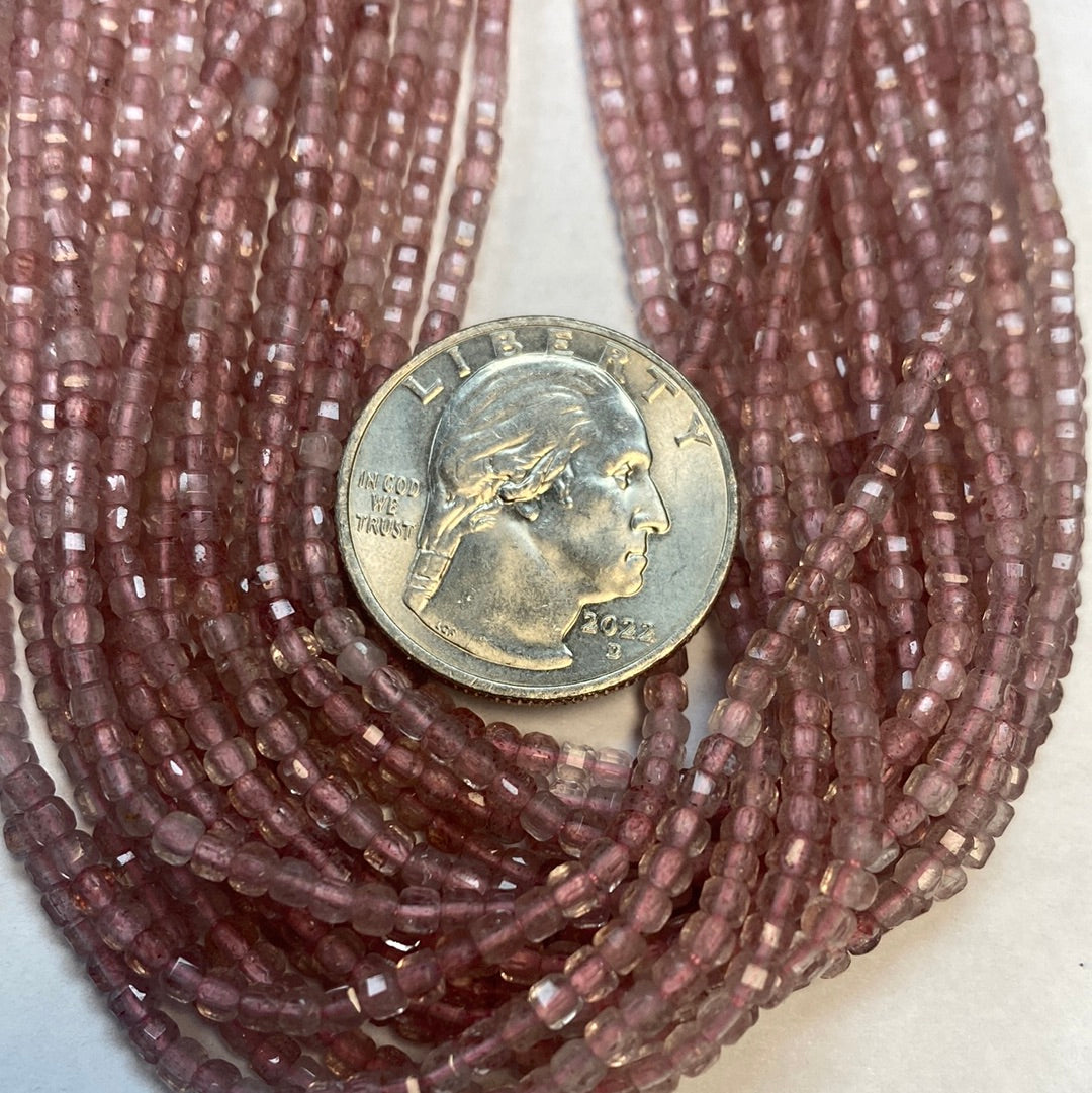 Quartz, Rutilated Quartz Faceted Square, strawberry quartz faceted box, Copper Rutilated