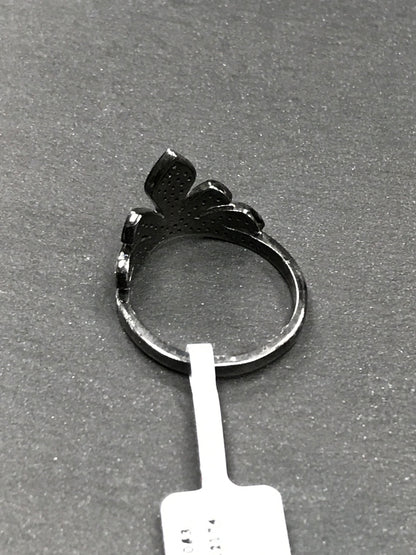 Diamond and Silver Black Rhodium Finish Rings