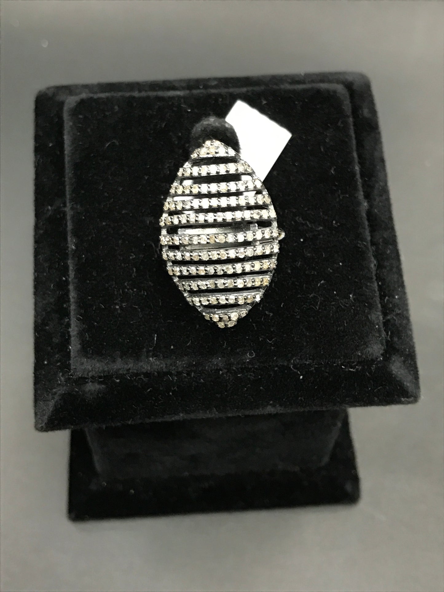 Diamond and Silver Black Rhodium Finish Rings