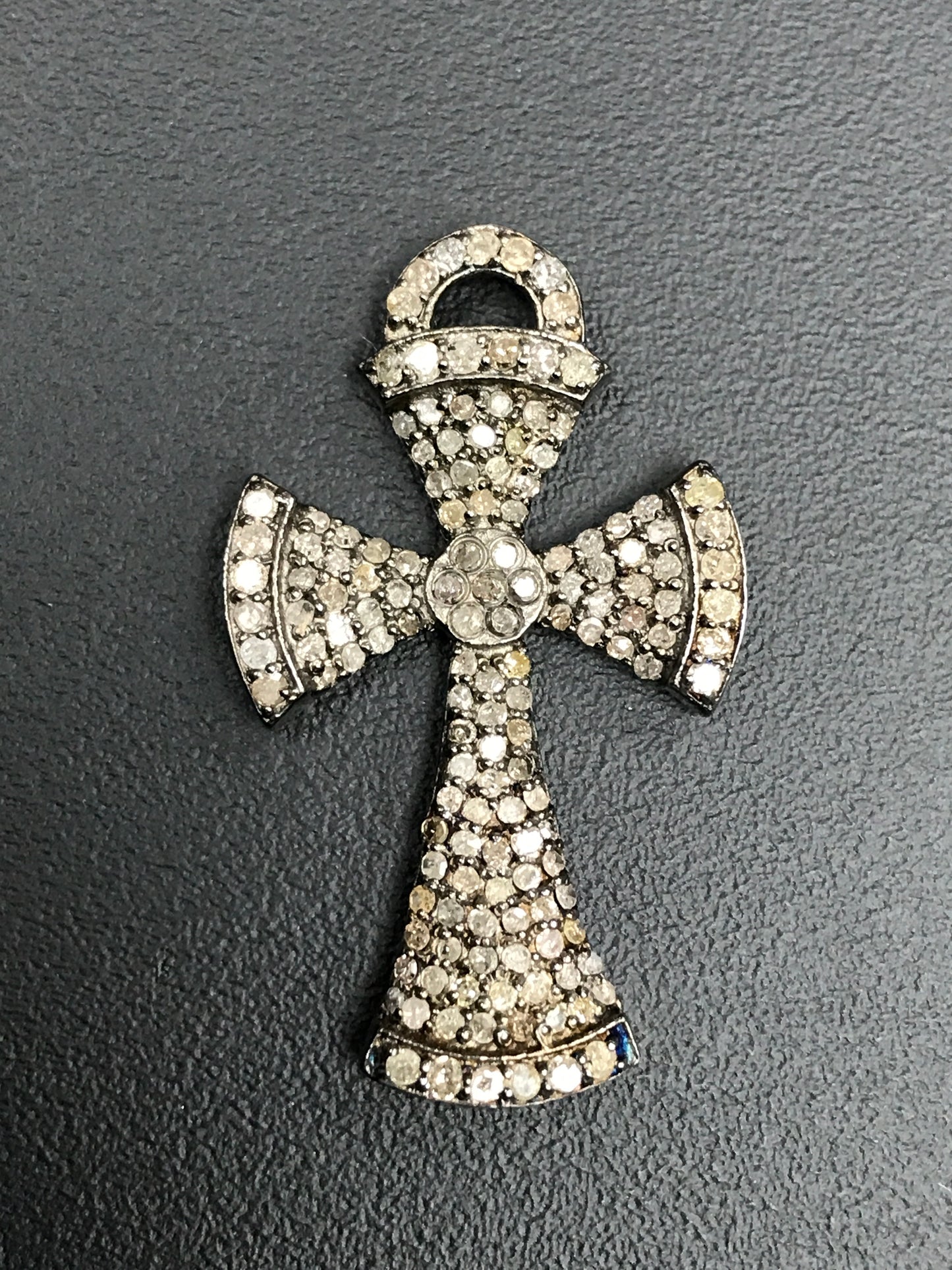 Pave Diamond Pendant, Pavé Cross Pendant, Diamond Cross Pendant, Pave Cross Charm, Approx 1.28''19 x 32mm) Oxidized Silver