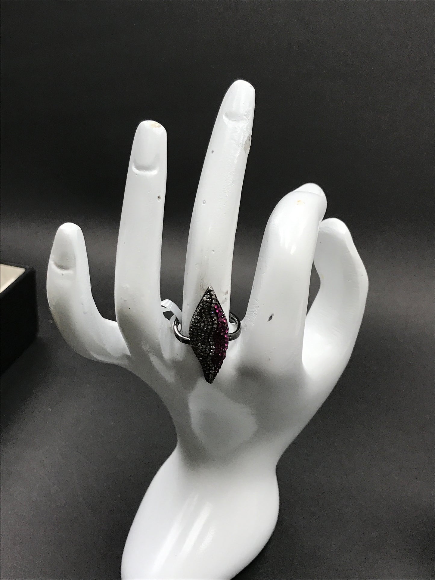 Diamond and Ruby Silver Black Rhodium Finish Rings