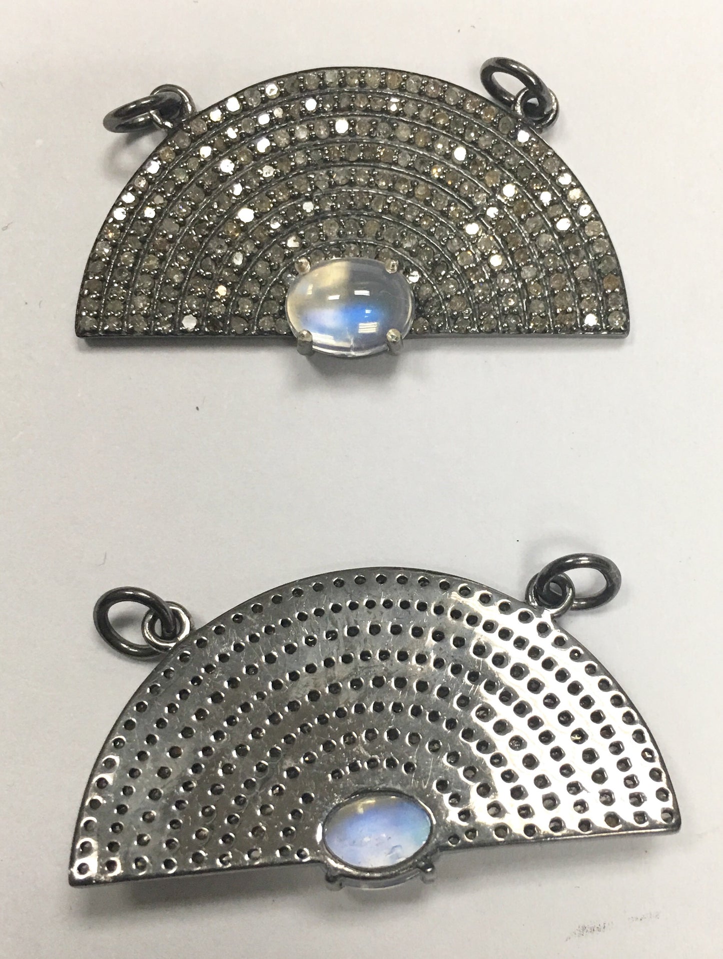 Silver Diamond Pendant .925 Oxidized Sterling Silver Diamond Pendant, Genuine handmade pave diamond Pendant Size Approx 1.40"(17 x 35 MM)