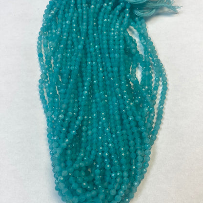 AMAZONITE BLUE BEADS ROUND FACETED 3-4MM
