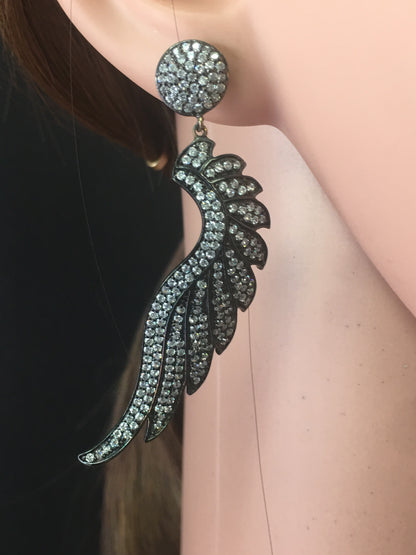 CUBIC ZIRCON FEATHER EARRINGS