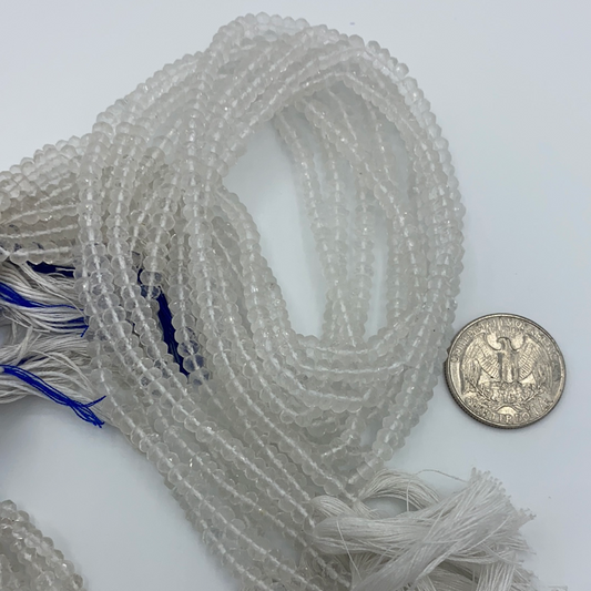 Quartz, Crystal Quartz Beads Facetted 3-4mm
