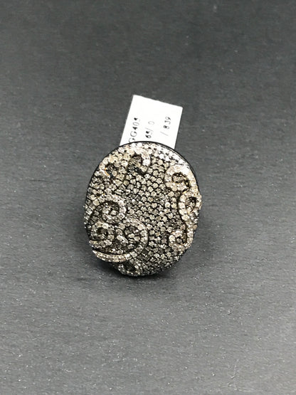 Diamond and Silver Black Rhodium Finish Rings