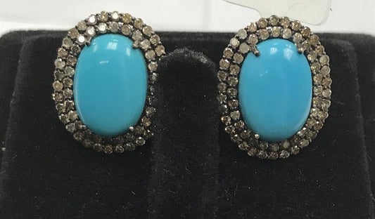 Tourquise Natural Sleeping Beauty and Diamond Stud earring