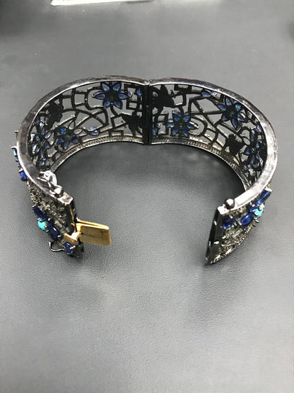 Diamond And Natural Sleeping Beauty Turquoise Bangle