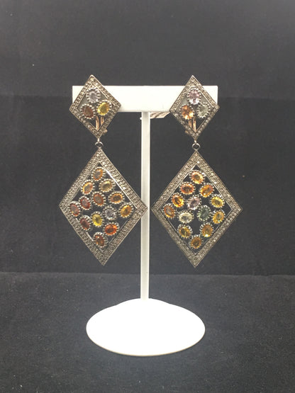 Diamond and Multi sapphire Earrings,