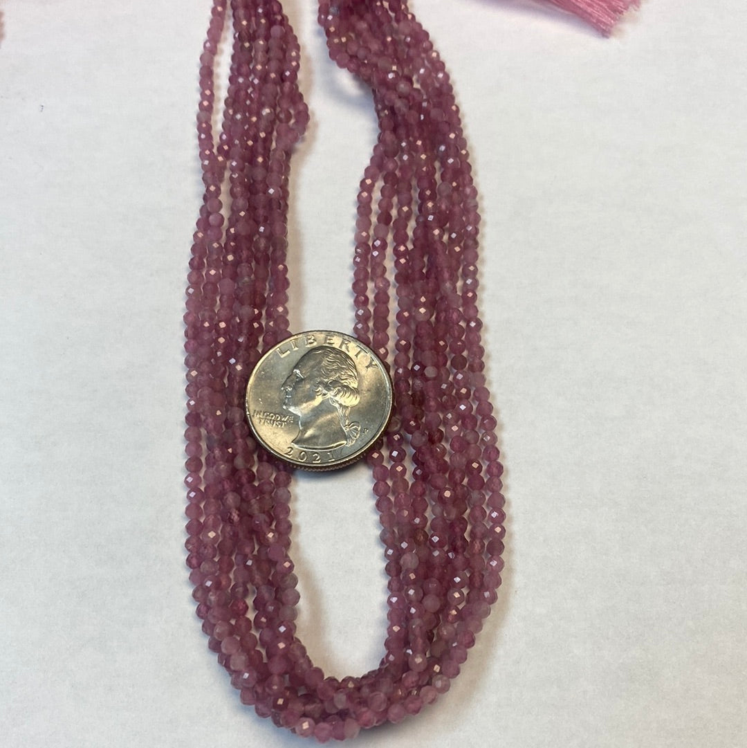 Tourmaline Pink Beads Facetted 3-4mm