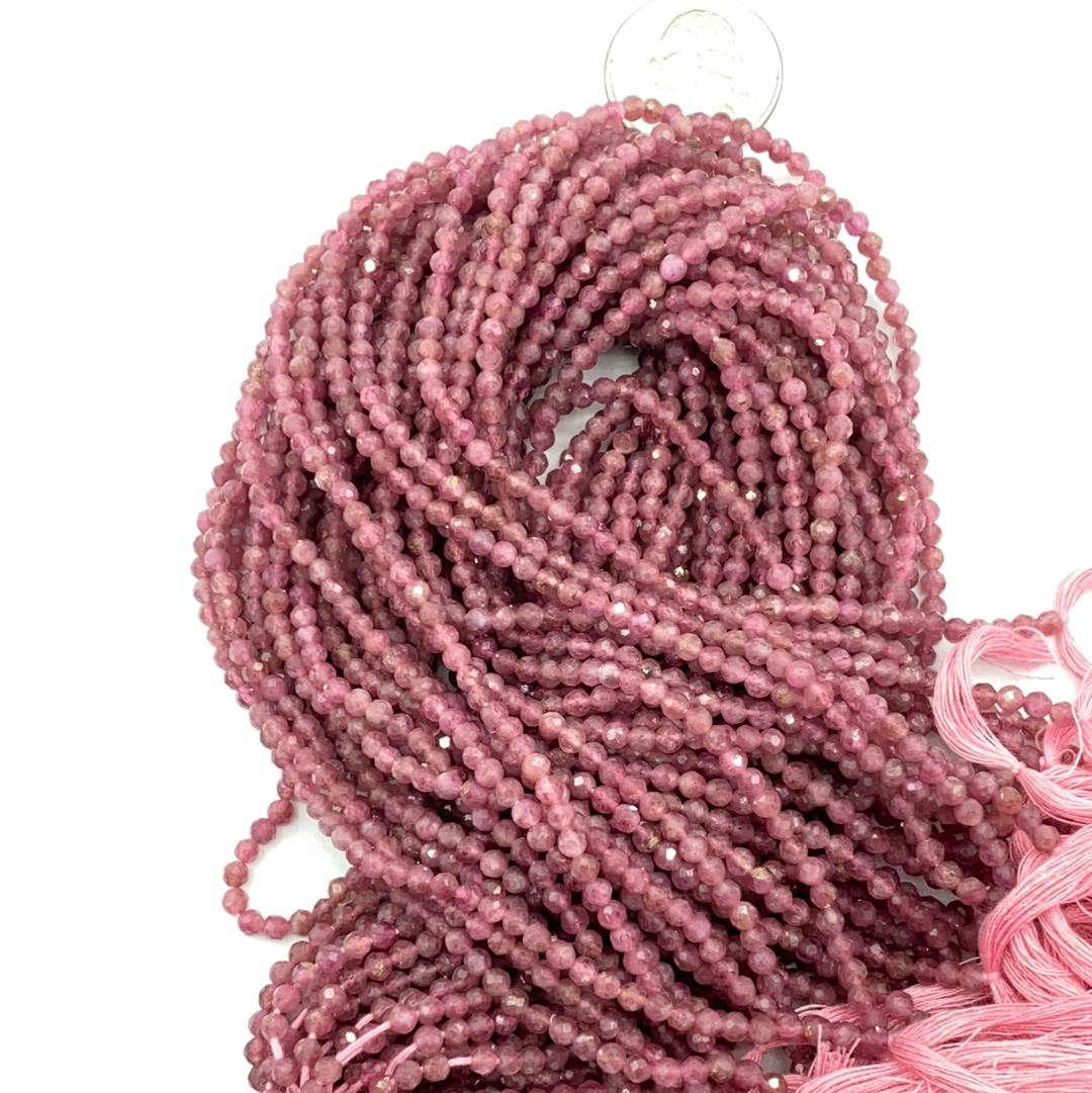 Tourmaline Pink Beads Facetted 3-4mm