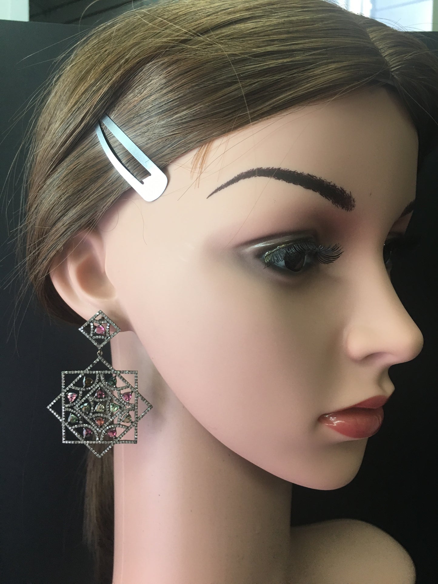 Diamond and Multi Tourmaline Earrings