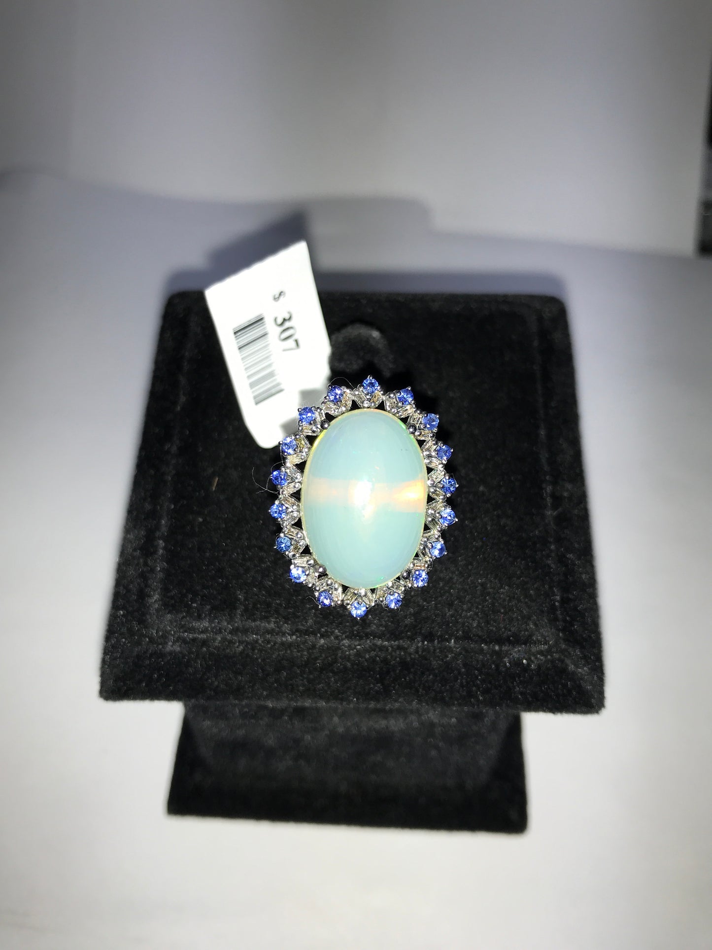 Opal and Blue Sapphire Ring With Diamond