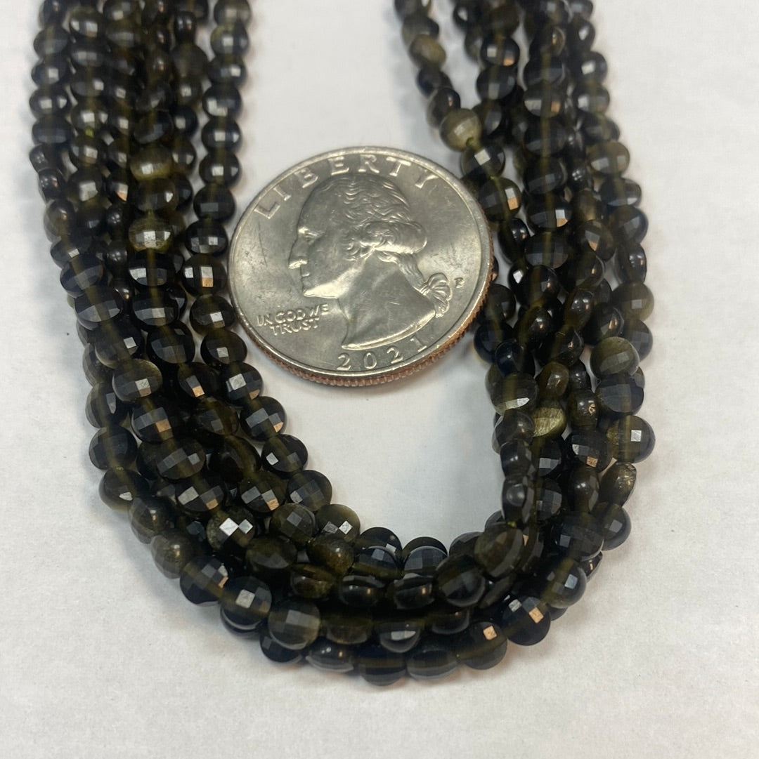 Cats Eye Coin Facetted, Coin Facetted, Beads
