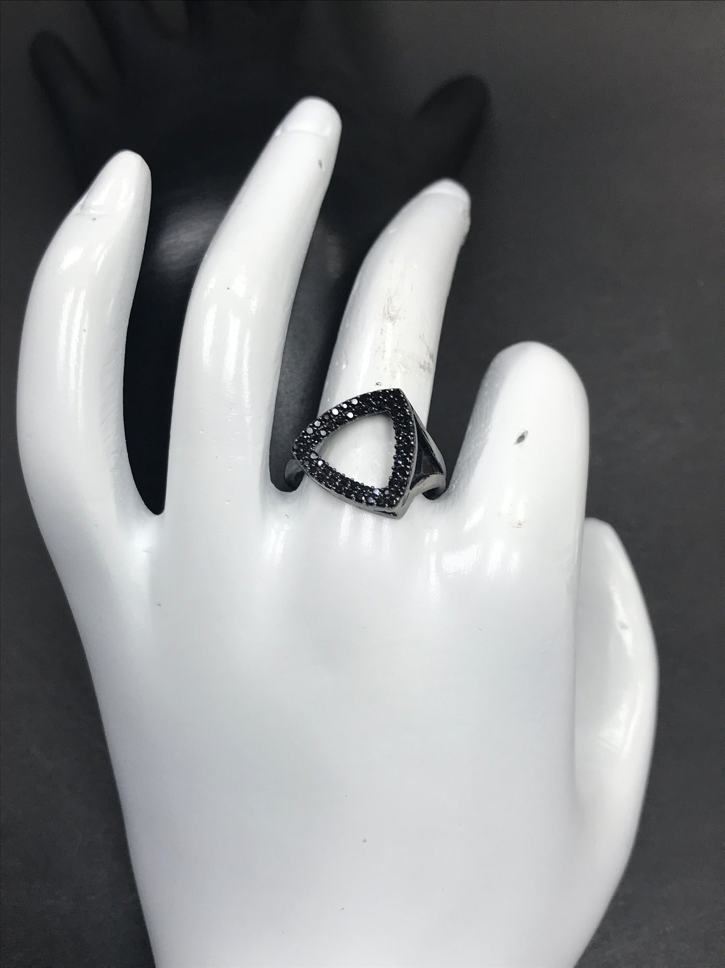 Black Spinel Ring .925 Oxidized Sterling Silver Black Spinal Ring, Genuine handmade pave Black Spinal Ring Size Approx (15x15 mm)