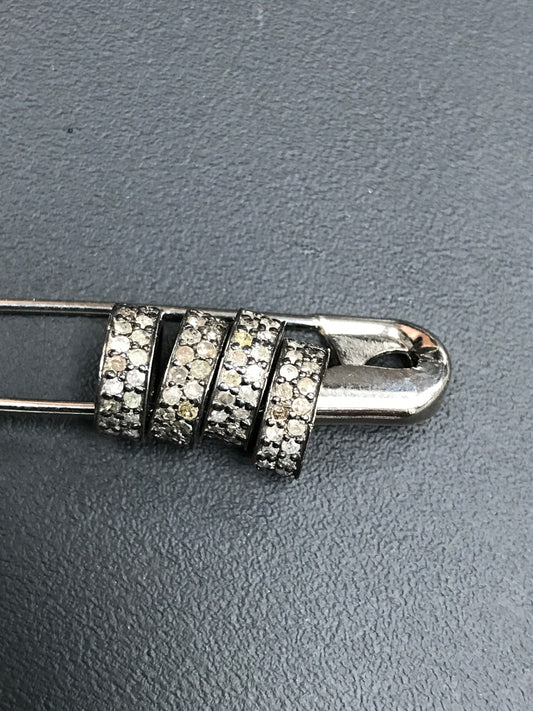 Wheel Shape 2 row Diamond Silver Pave Bead