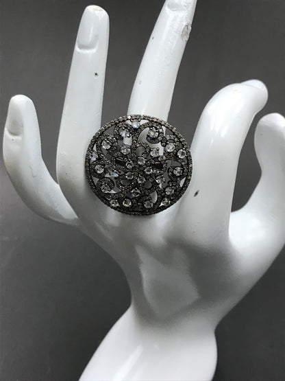 Diamond and Rainbow Moonstone Silver Rings