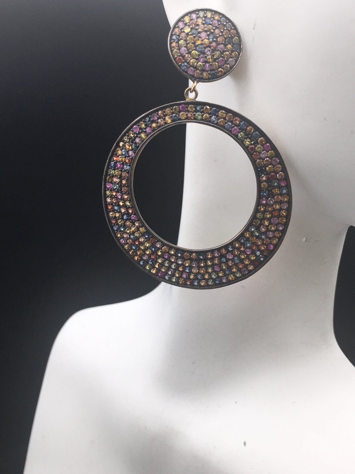 Diamond sapphire Earrings,