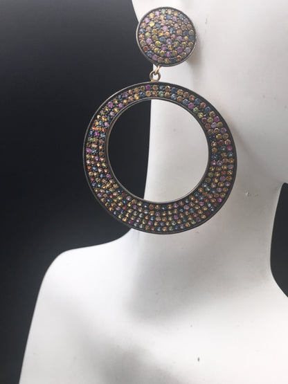 Diamond sapphire Earrings,