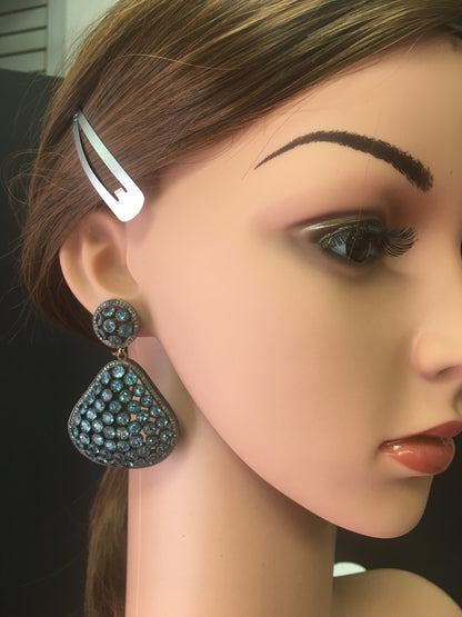 Diamond and Blue Topaz Earrings