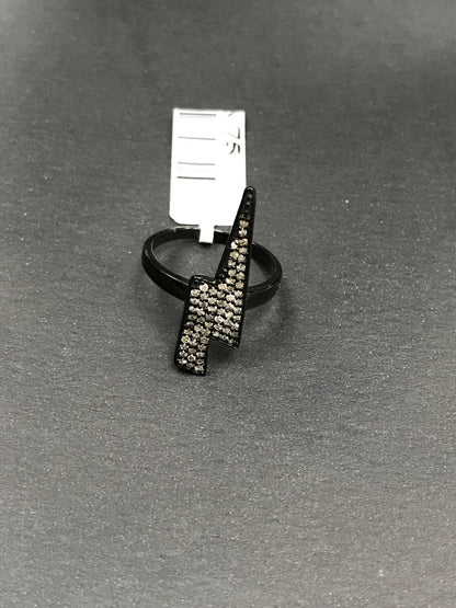 Diamond Lightning Diamond Ring, Pave Diamond Ring,Pave Lightning Ring, Appx 25 x 6mm. Sterling Silver