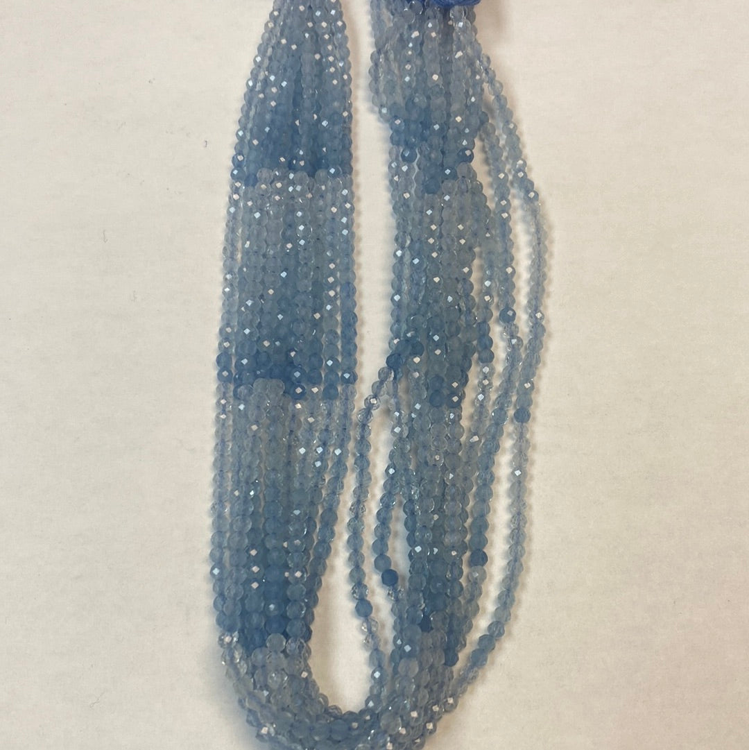 AQUMARINE BEADS ROUND FACETED 3-4MM