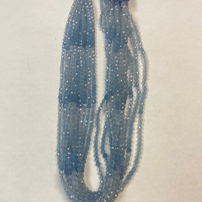 AQUMARINE BEADS ROUND FACETED 3-4MM