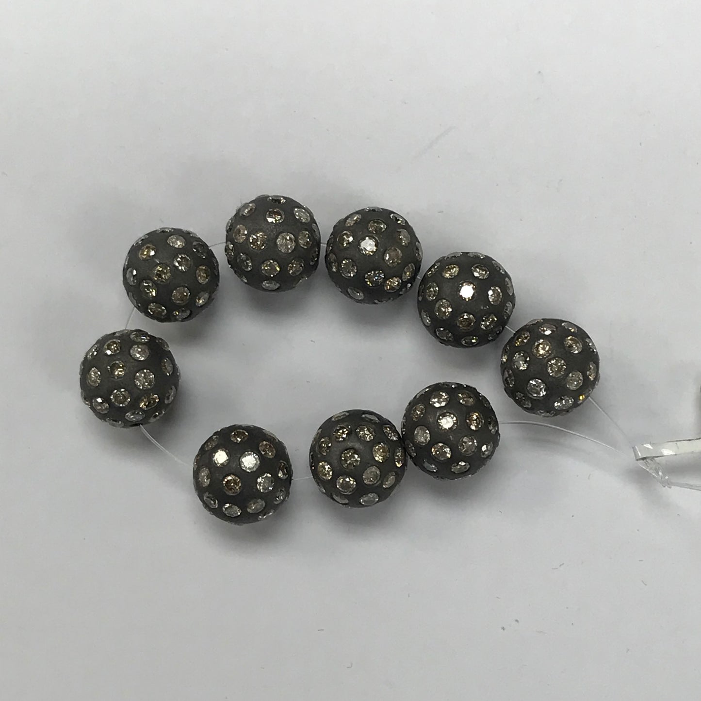 Round Pave Diamond Bead .925 Oxidized Sterling Silver Diamond Beads, Genuine handmade pave diamond Beads.