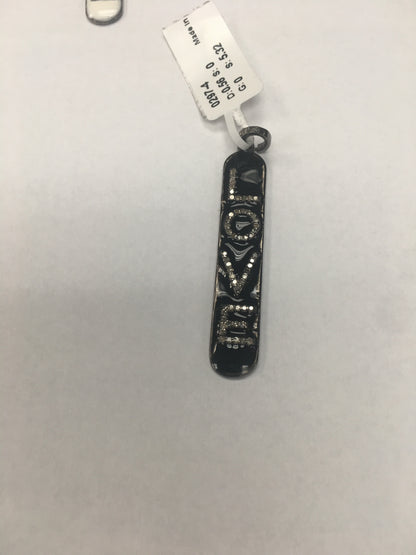 Love Diamond Charm .925 Oxidized Sterling Silver Diamond Charms, Genuine handmade pave diamond Charm .