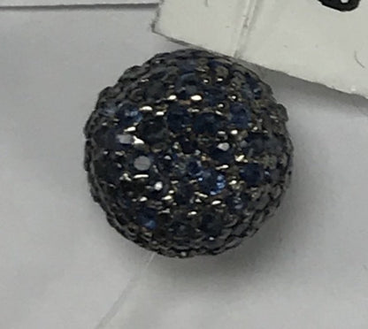 Coin Shape silver pave diamond and gemstone beads