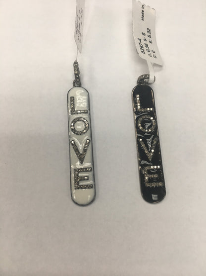 Love Diamond Charm .925 Oxidized Sterling Silver Diamond Charms, Genuine handmade pave diamond Charm .