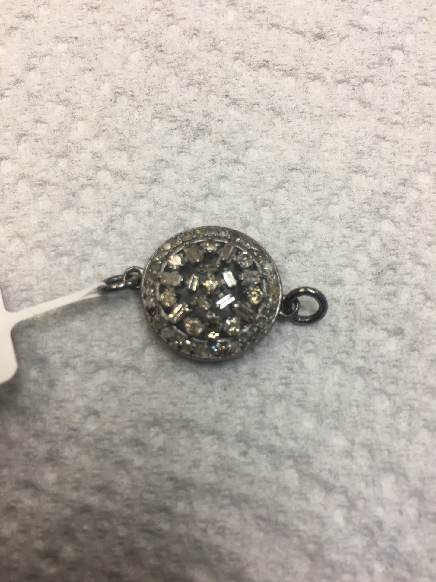 Round Shape Diamond Pendant .925 Oxidized Sterling Silver Diamond Pendant, Genuine handmade pave diamond Pendant.