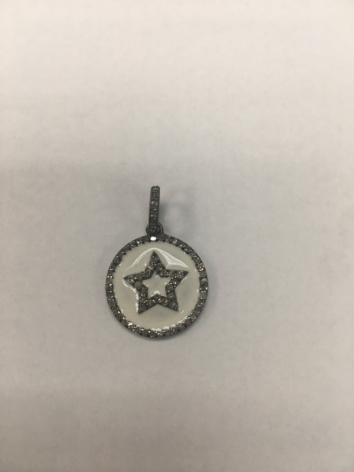Round Disk On Star Shape Diamond Pendant