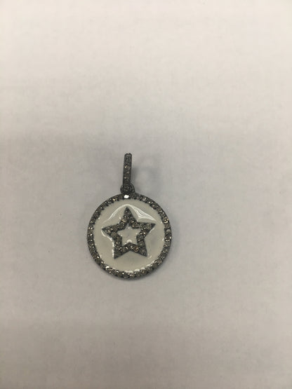 Round Disk On Star Shape Diamond Pendant