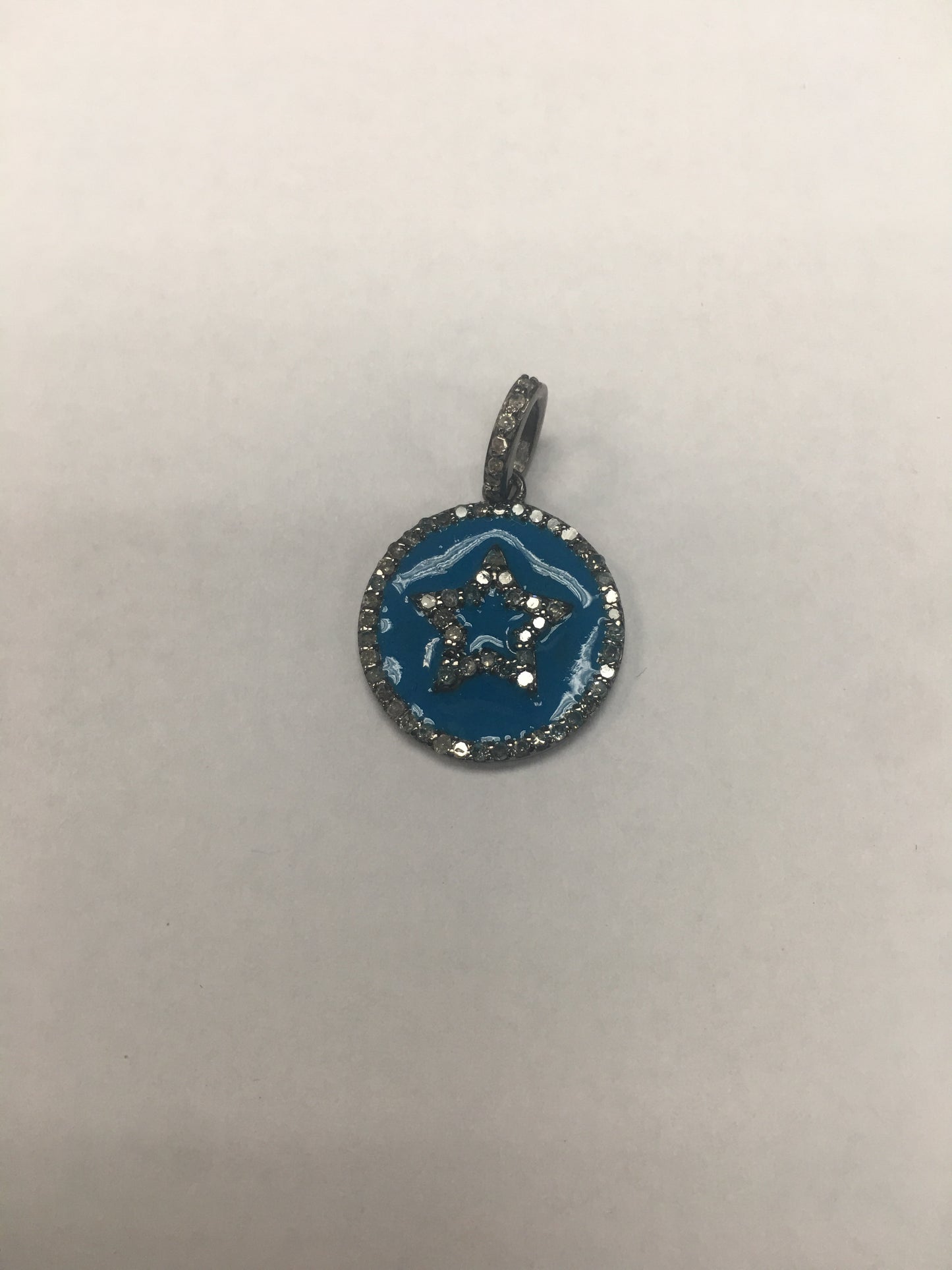 Round Disk On Star Shape Diamond Pendant
