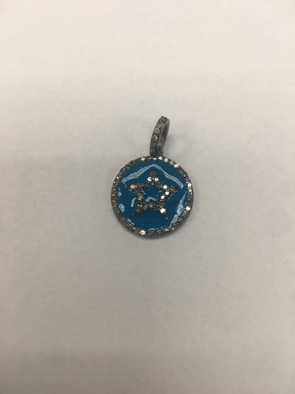 Round Disk On Star Shape Diamond Pendant