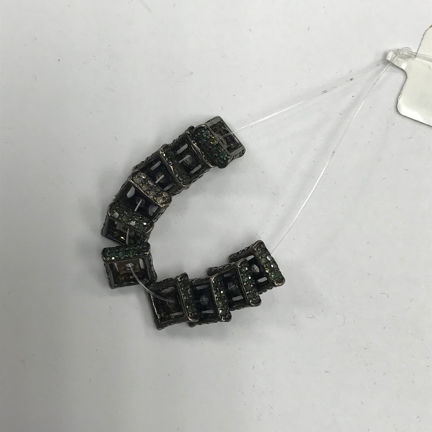 Silver and Diamond Pave  Pave Beads