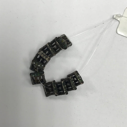 Silver and Diamond Pave  Pave Beads