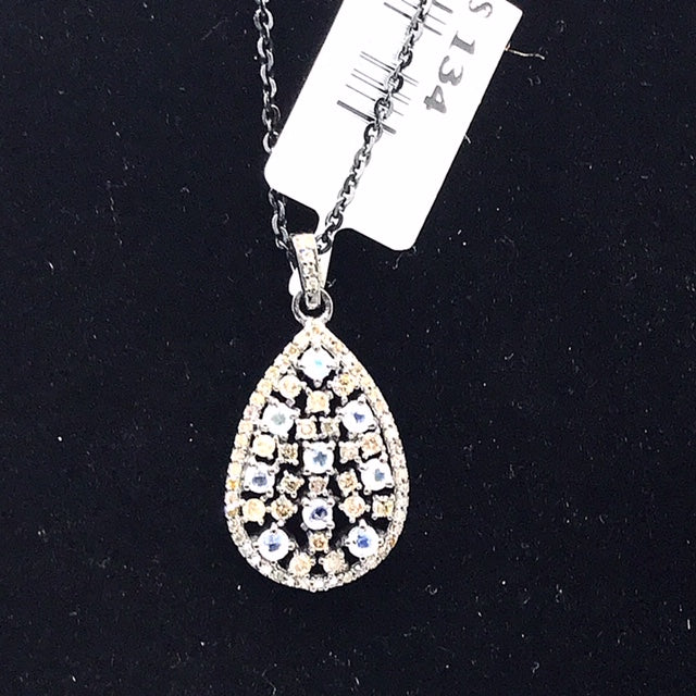 Drop Shape Gemstone and Diamond Pendant